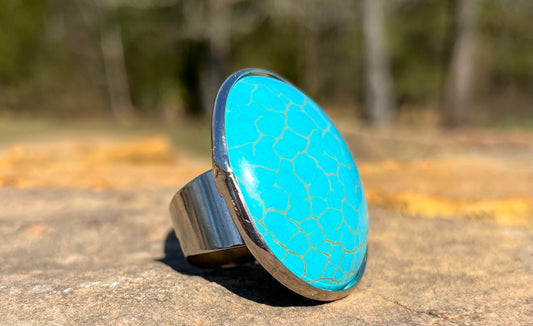 Deep Blue Turquoise Ring