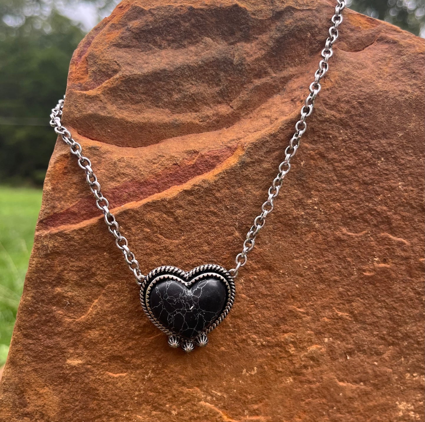 Western Black Heart Necklace