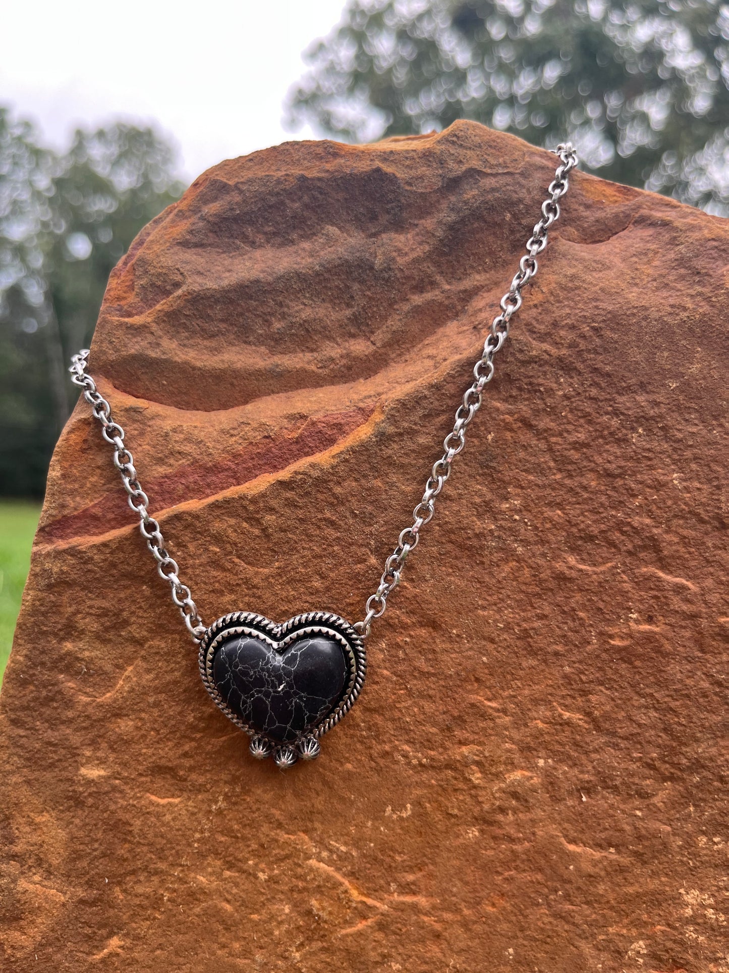 Western Black Heart Necklace