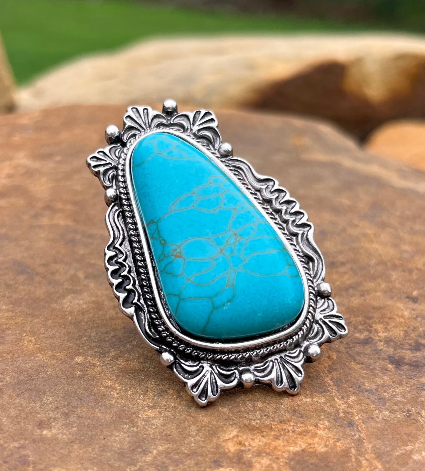 Oversized Western Turquoise Ring