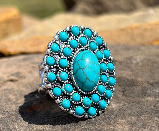 Oval Ornate Stone Ring